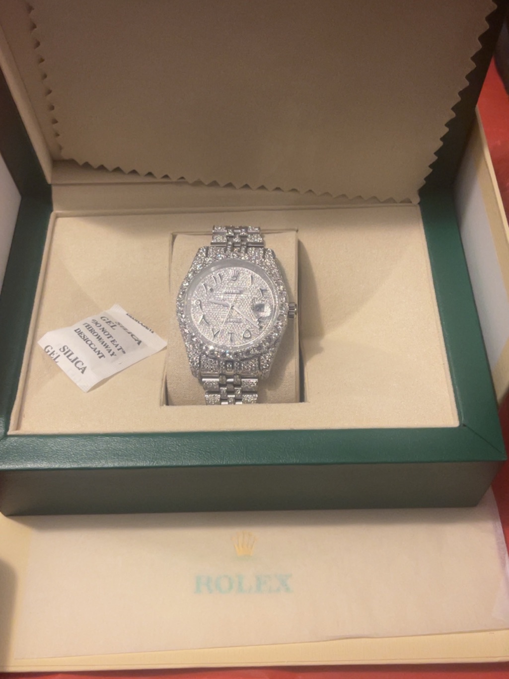 RolexStyle Iced Out Silver Watch